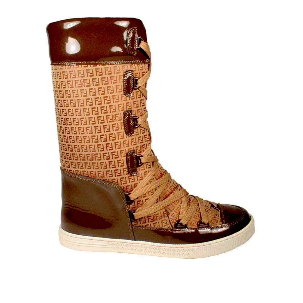 Fendi Boots Winter Snow Women's Boots Beige Zuccino size 37.5 - Authentic